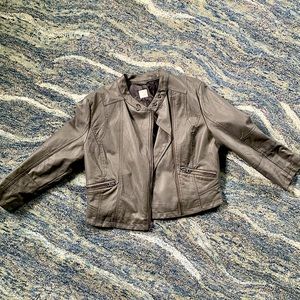 Gray faux leather jacket from LC Lauren Conrad